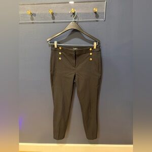 LOFT Black Cropped Sailor Pants with Gold Buttons